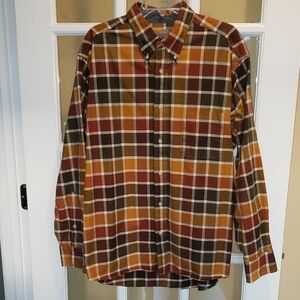 NWOT- Bills Khakis Plaid Button-Down Shirt- Brown, Rust & Yellow Size: XL